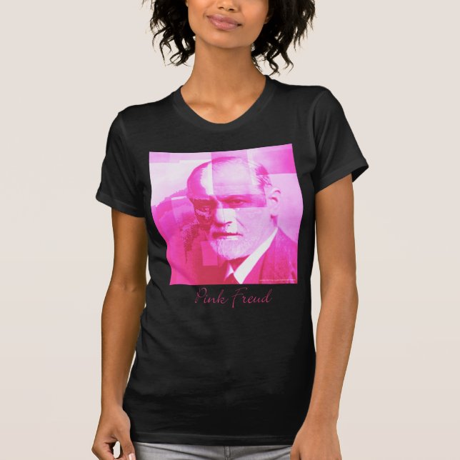 Den original- rosa Freud_Black T-tröja Tee Shirt (Framsida)