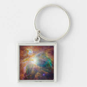 Den Orion nebulaen 3 Fyrkantig Silverfärgad Nyckelring