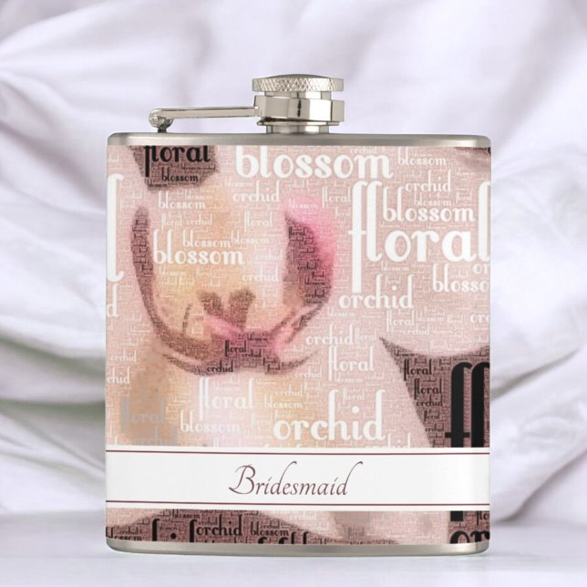 Den orkidéartade Blommigten anpassningsbar Ro vid  Fickplunta (Flask front with template text)