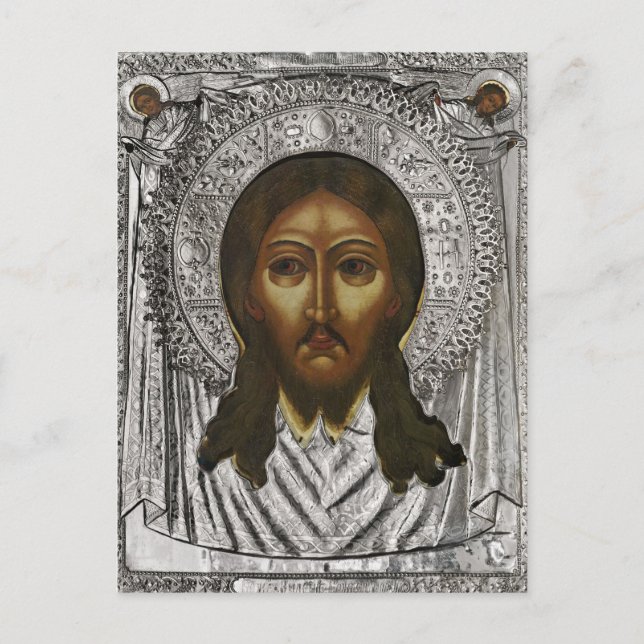 Den ortodoxa kristna ikonen Mandylion Vykort (Framsida)