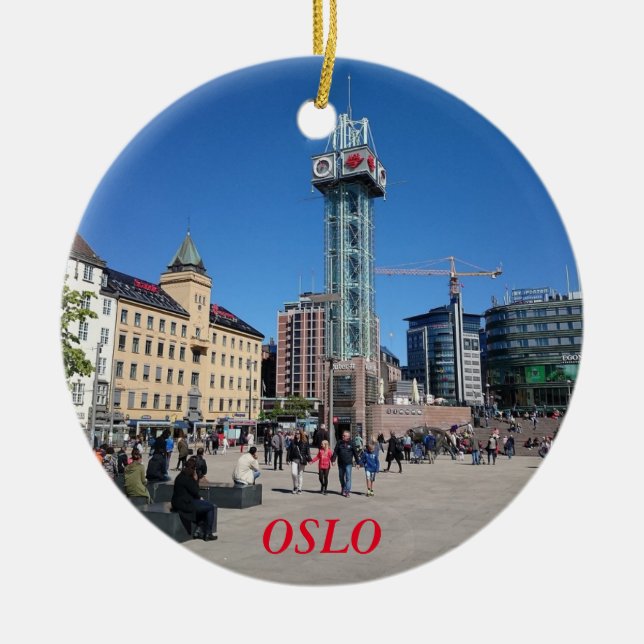 Den Oslo norgepanoramat cirklar prydnaden Julgransprydnad Keramik (Framsidan)