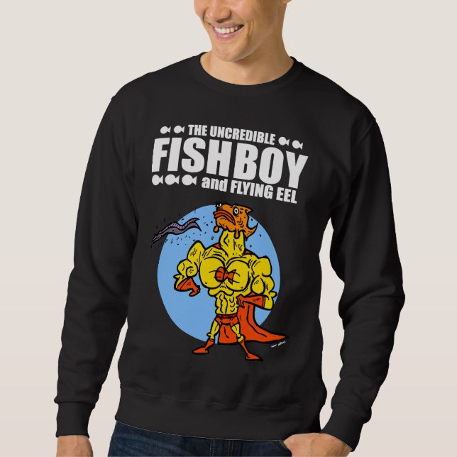 Den otroliga fiskpojken och flygande ål lång ärmad tröja (Framsida)