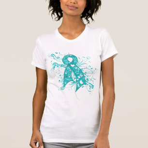 Den Ovarian cancerblommigten virvlar runt bandet T Shirt