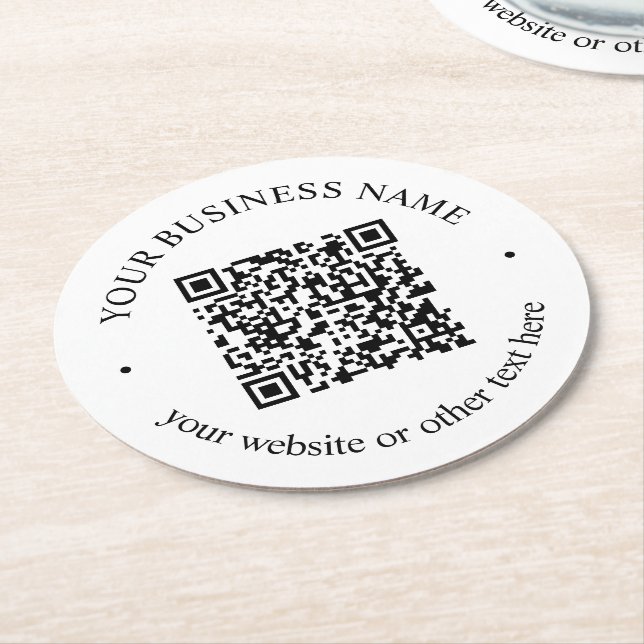 Den överförda QR-koden plus redigerbar cirkulär te Underlägg Papper Rund (Vinklad)