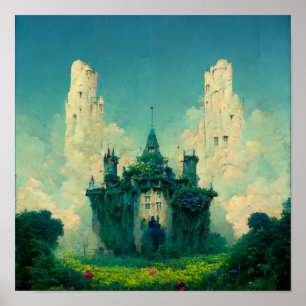 Den övergivna Chateau Fantasy Sci-Fi Poster