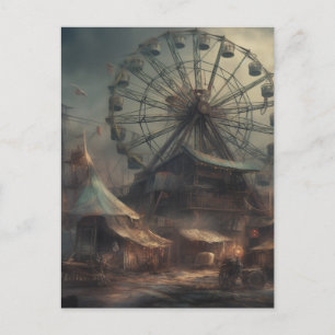 Den övergivna dystopian Carnival Tält Ferris Wheel Vykort