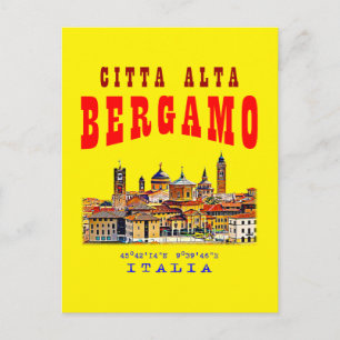 Den övre staden (Citta Alta) i Bergamo. Italien. Vykort