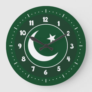 Den pakistanska flagga tar tid på stor klocka