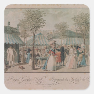 Den Palais Royal trädgården går, 1787 Fyrkantigt Klistermärke
