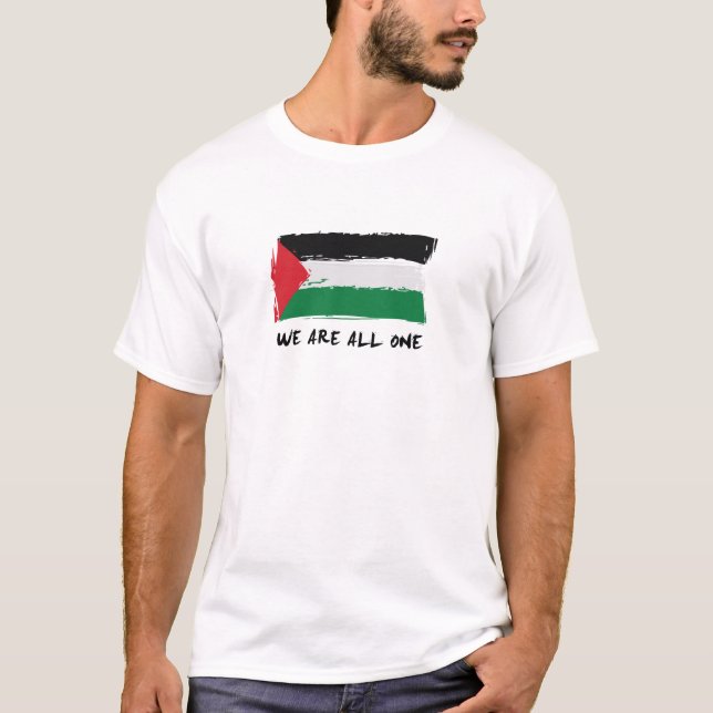 Den Palestina flagga borstar konst - vi är all T Shirt (Framsida)