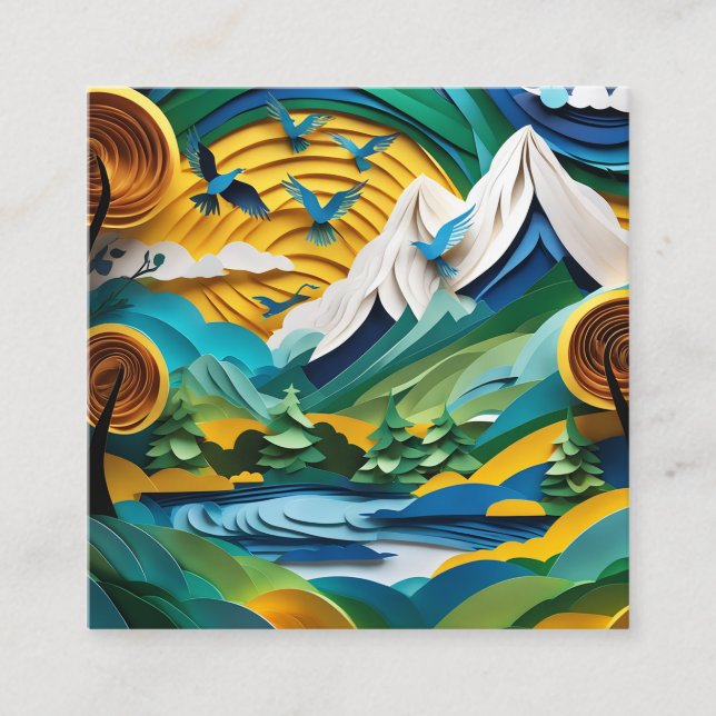 Den pappra klippiga bergsscenen är vacker med fyrkantigt visitkort (Framsida)