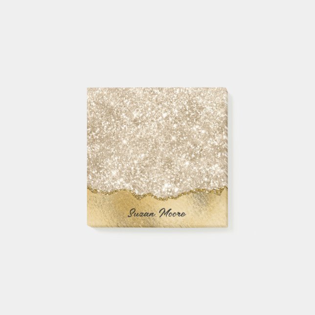 Den Pappra Personligen guld Glitter har förstört F Post-it Block (Framsida)