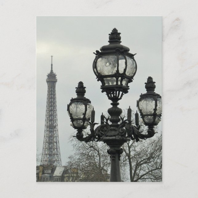 Den Paris lampan postar och den Eiffel tornplatsen Vykort (Framsida)
