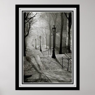 Den Paris trottoaren 1936 B&W fotograferar Poster