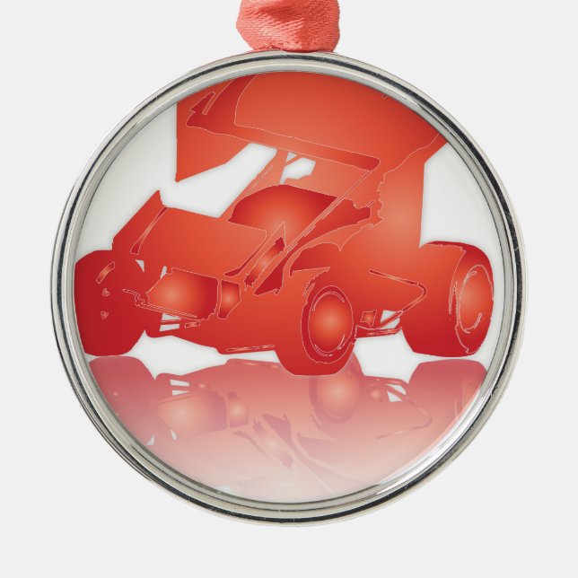 Den påskyndade orange reflexionen sprintar bilen julgransprydnad metall (Framsidan)