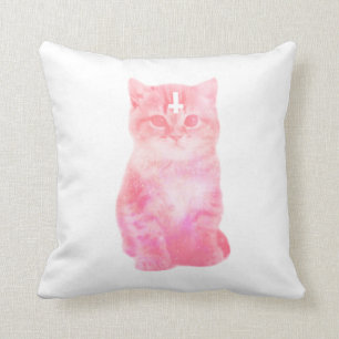 Den pastellfärgade rosa katten kudder kudde