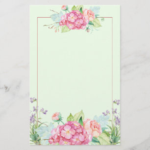 Den pastellfärgade sommaren blommar, och rosor brevpapper