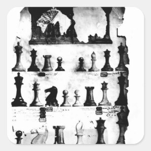 Den patenterade teckningen för Staunton Chessmen Fyrkantigt Klistermärke