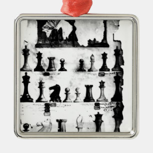 Den patenterade teckningen för Staunton Chessmen Julgransprydnad Metall