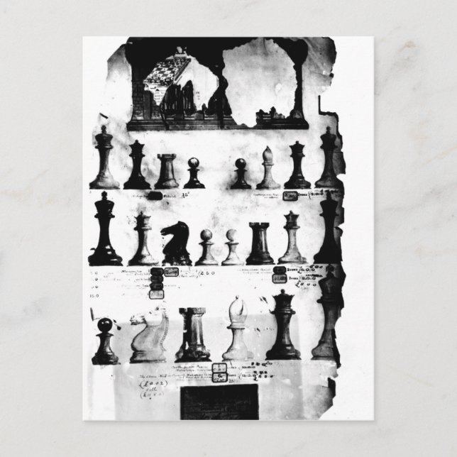 Den patenterade teckningen för Staunton Chessmen Vykort (Framsida)