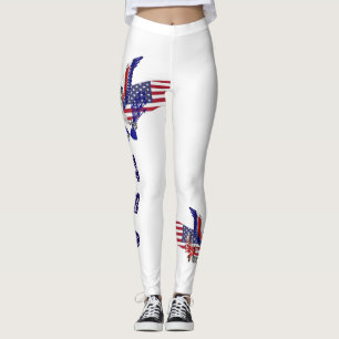 Den patriotiska amerikanörnen, flagga och skyddar leggings