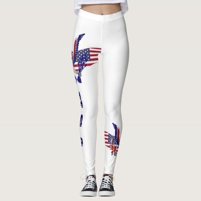 Den patriotiska amerikanörnen, flagga och skyddar leggings (Framsida)