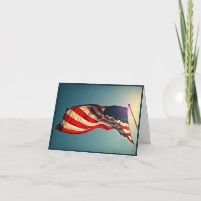 Den patriotiska amerikanska flaggan noterar kortet tack kort (Framsida)