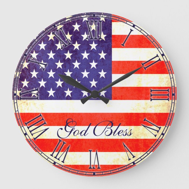 Den patriotiska amerikanska flagganvälsigna stor klocka (Framsida)