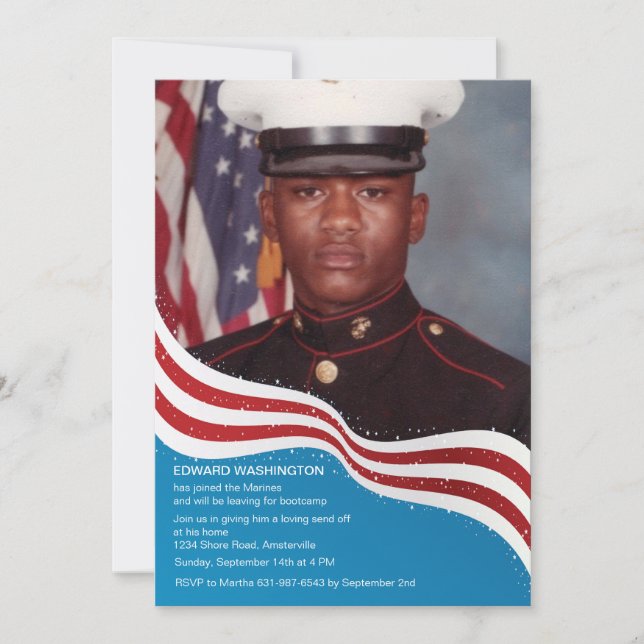 Den patriotiska banermilitären överför av inbjudningar (Framsida)