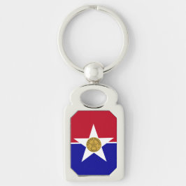 Den patriotiska nyckelkedjan med Flagga Dallas Rektangulärt Silverfärgad Nyckelring