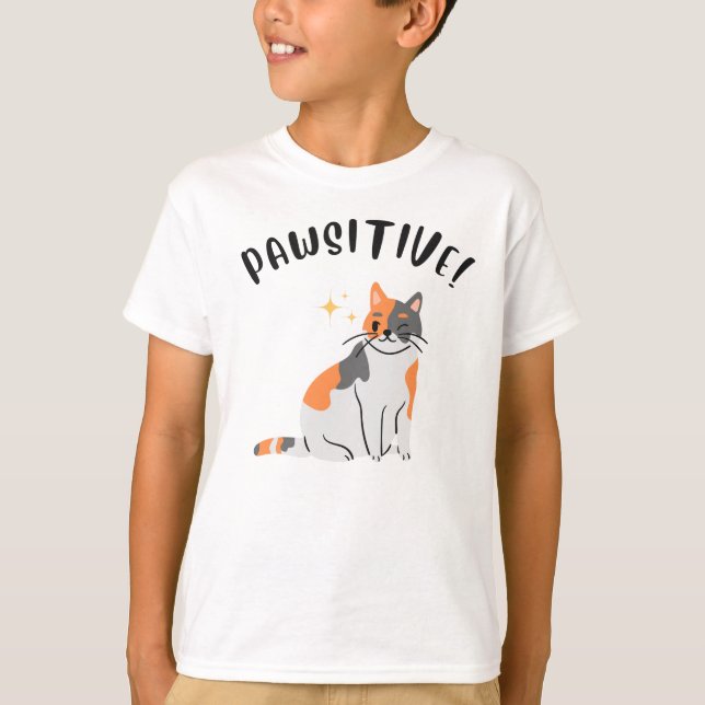 Den PAWSITIVA Katten - Barn T-Shirt (Framsida)