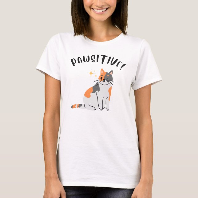 Den PAWSITIVA katten - Dam-T-Shirt T Shirt (Framsida)