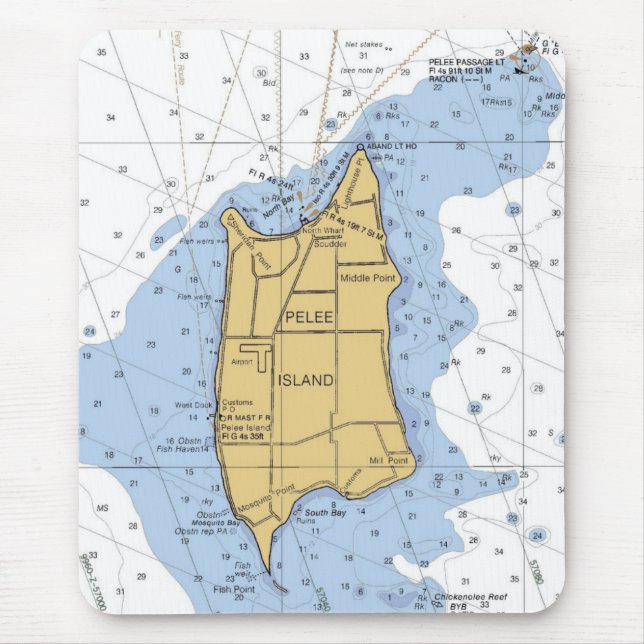 Den Pelee ön, nautiska Ontario kartlägger Mousepad Musmatta (Framsidan)