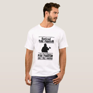 Den pensionerade brandmannen avfyrar den högsta t shirt