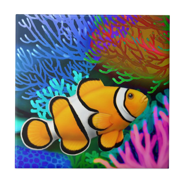 Den Percula clownAnenome fisken belägger med tegel Kakelplatta (Framsidan)
