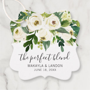 Den Perfekta Blandningen Elegant Vit Blommig Bröll Gåvor Etiketter
