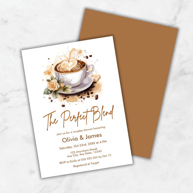Den Perfekta Blandningen Kaffe Bröllopspar Shower Inbjudningar (The Perfect Blend Coffee Wedding Couples Shower Invitation )