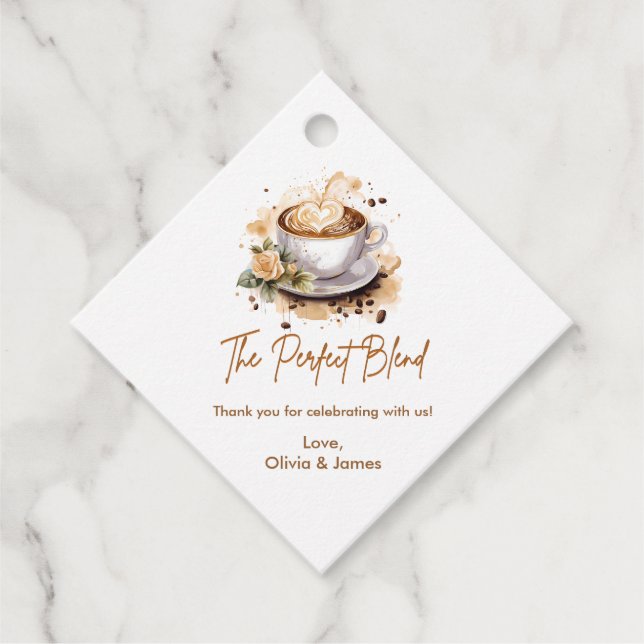 Den Perfekta Blandningen Kaffe Tack Bröllopsdusch  Gåvor Etiketter (Framsida)