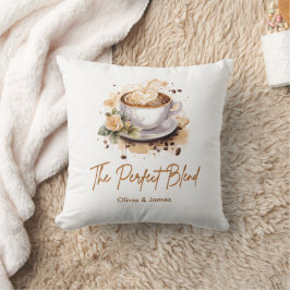 Den Perfekta Blandningen Kaffe Tematisk Par Bröllo Kudde