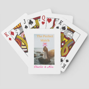 Den perfekta matchen bröllopspar foto retro rosa casinokort
