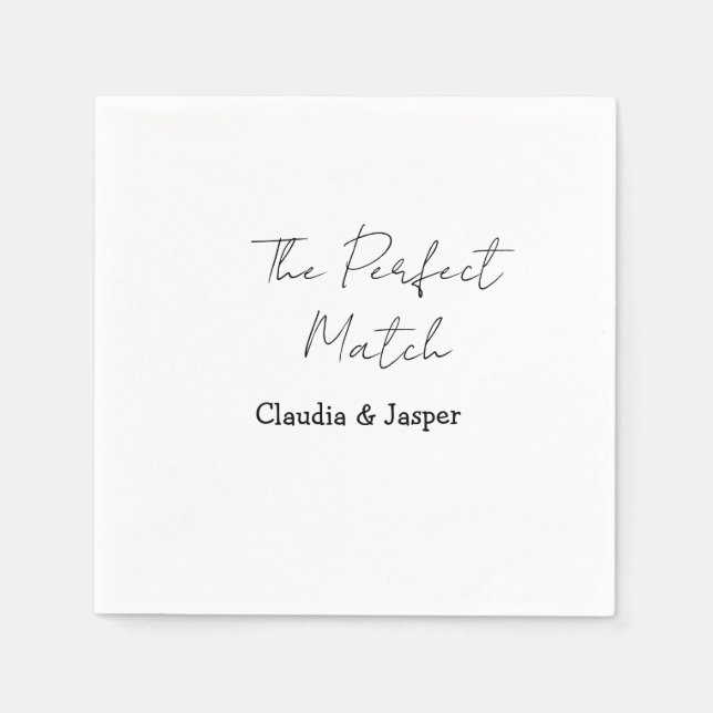 Den perfekta matchen namn enkelt par bröllop pappersservett (Framsidan)