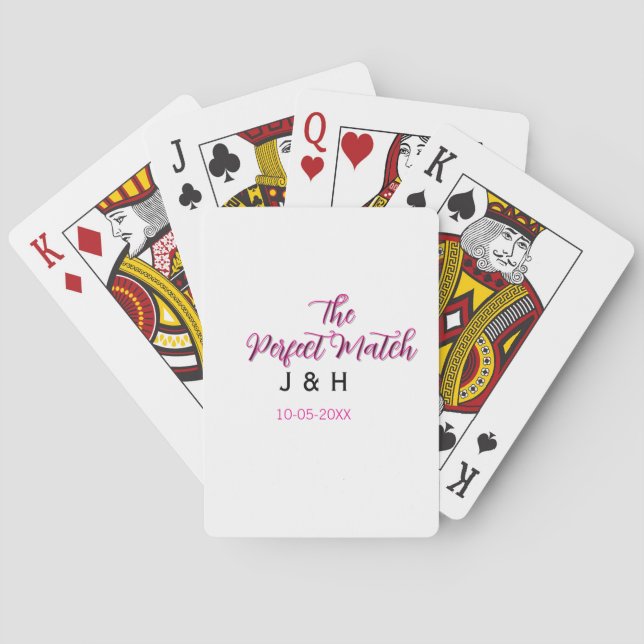 Den perfekta matchen rosa svart namn datum bröllop casinokort (Baksidan)