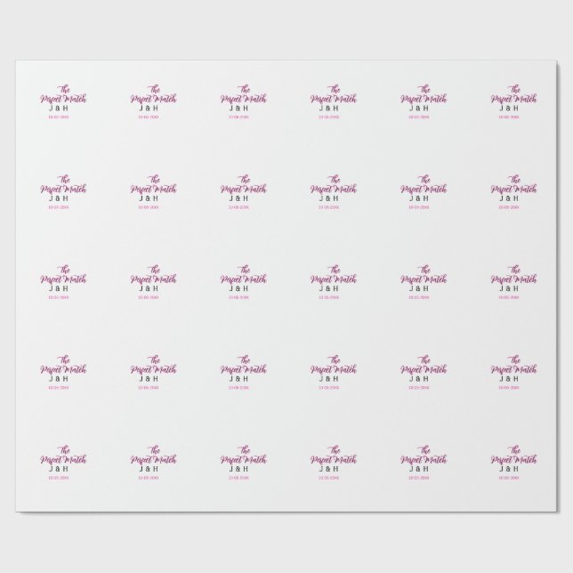 Den perfekta matchen rosa svart namn datum bröllop presentpapper (Platt)