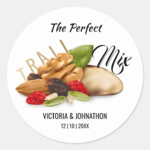 Den Perfekta Mixen Frukt Nöt Tack Bröllop Stig Runt Klistermärke