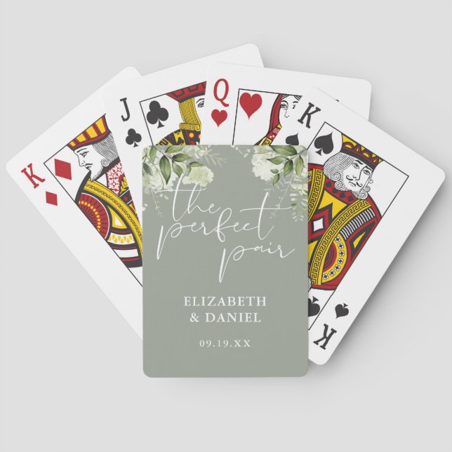 Den perfekta pargrönska Sälggrön bröllopspresent Casinokort (Baksidan)