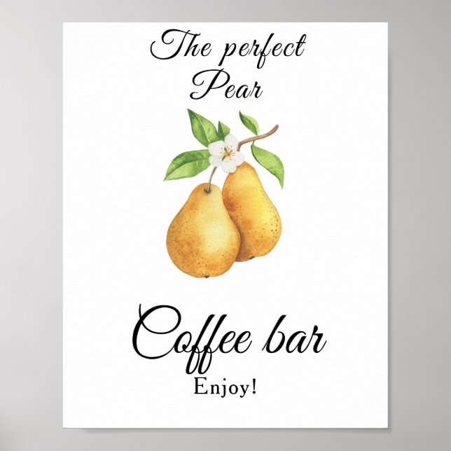 Den perfekta päron Bröllopsdusch Kaffe bar Poster (Framsidan)