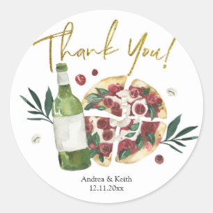 Den perfekta parpizza och öltack så sticker runt klistermärke