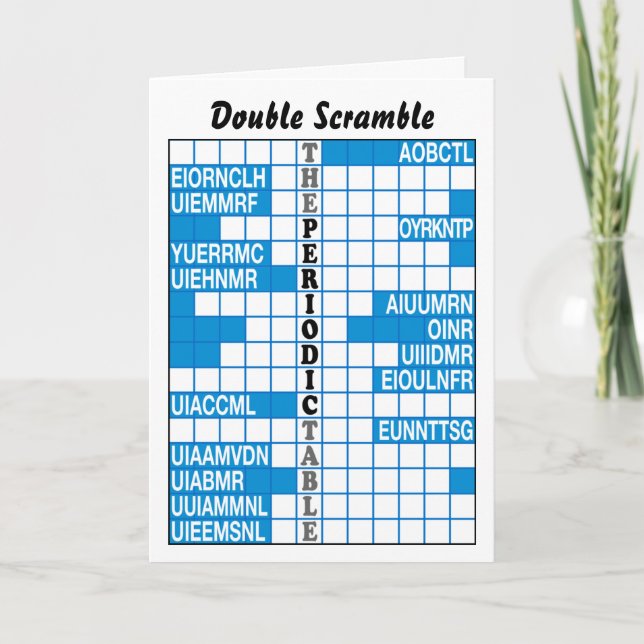 Den periodiska bordordscramblen kort (Framsida)