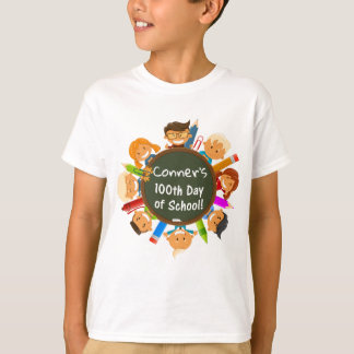 Den personifierade 100. dagen av skolar den svart t shirt