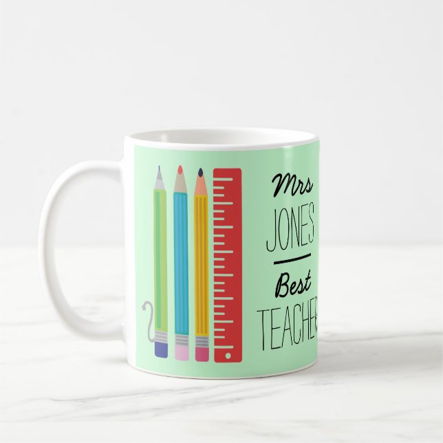 Den personifierade bäst lärare ritar muggen kaffemugg (Vänster)